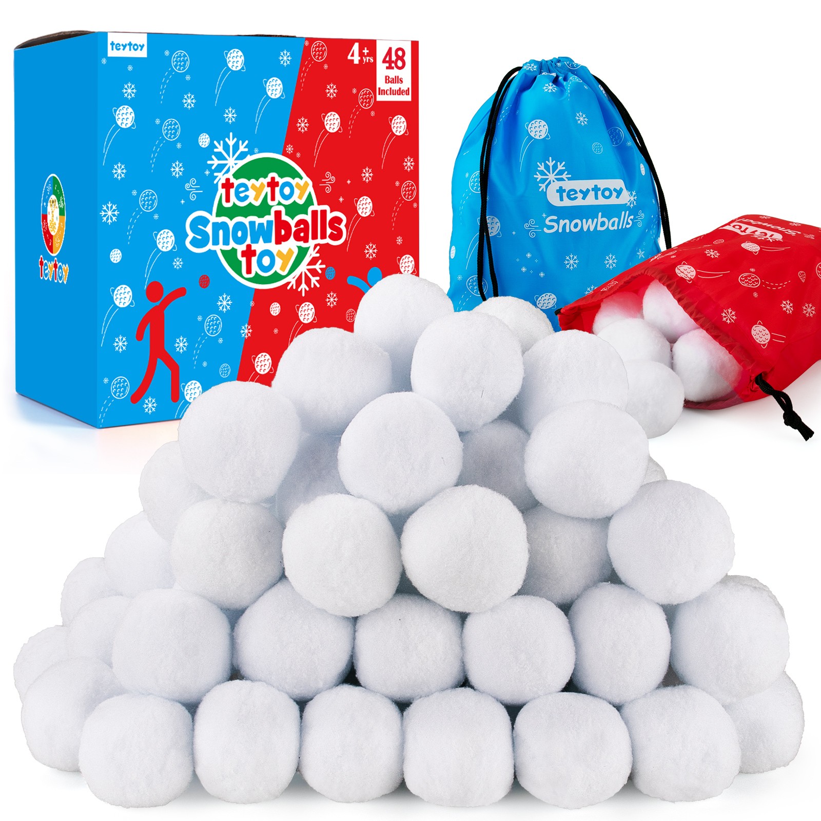48 Pack Indoor Play Snowballs for Kids Indoor,Fake Snowball Fun Set,Plush  Snow Balls with 2 Bag Realistic for Winter Game,Ideal Snow Toy for Toss  Game, Indoor/Outdoor Play,Christmas Decor 